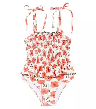 Купальник Valencia со сборками и цветочным принтом Suncracy, красный