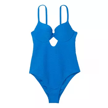 Купальник Victoria's Secret Swim Twist-Front Removable Push-Up One-Piece Fishnet, синий
