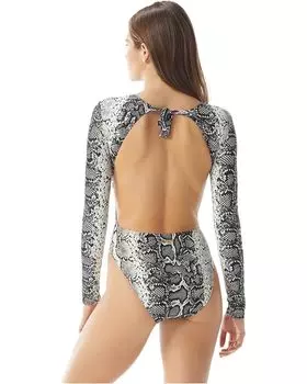Купальник Vince Camuto Monterey Backless Long Sleeve One-Piece, черный