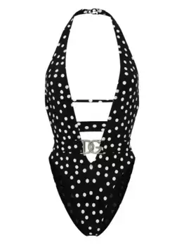 Купальник в горох с поясом DOLCE & GABBANA, черный
