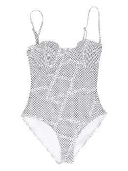 Купальник в горошек Elisabetta Franchi, белый