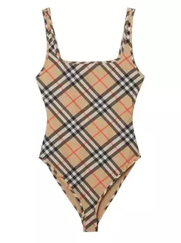 Купальник в клетку Burberry, нейтральный цвет