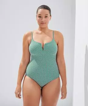 Купальник в мелкий геометрический рисунок с V-образным вырезом OYSHO