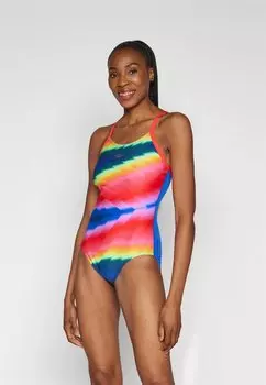 Купальник WOMENS ALLOVER FIXED CROSSBACK Speedo, цвет blue/watermelon/mandarin peel/harlequin green/sweet purple