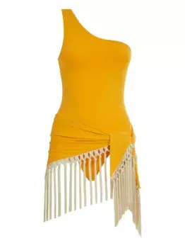 Купальник Yacare на одно плечо с бахромой Taller Marmo, желтый