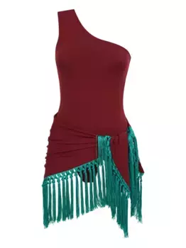 Купальник Yacare на одно плечо с бахромой Taller Marmo, красный
