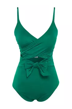 Купальник - Зеленый - Однотонный Trendyol, зеленый