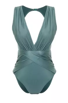 Купальник - Зеленый - Однотонный Trendyol, зеленый