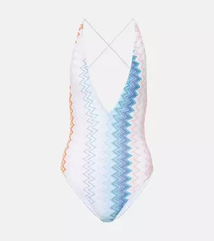 Купальник зигзаг Missoni, Multicolor Shaded Fuscia Blue