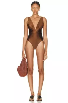 Купальник Zimmermann Raie Wrap Plunge One Piece, загар