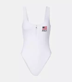 Купальник Zipper Scoop Tank с логотипом Polo Ralph Lauren, белый