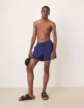 Купальники Abercrombie & Fitch, шорты из сирсакера, 5 дюймов, темно-синего цвета