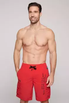 Купальные шорты CAMP DAVID с прорезными карманами, задним карманом и карманами на ногах, красный