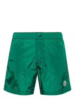 Купальные шорты Moncler с аппликацией логотипа, зеленые