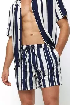 Купальные шорты с эластичной полоской и вышивкой River Island, синий