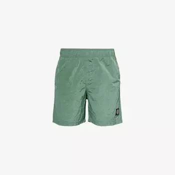 Купальные шорты с эластичной резинкой на талии и аппликацией-логотипом Stone Island, зеленый