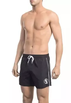 Купальные шорты с принтом эластичным поясом и боковыми карманами Bikkembergs, черный