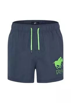 Купальные шорты с принтом этикетки POLO SYLT, цвет Total Eclipse