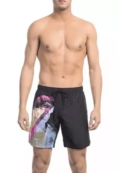 Купальные шорты с принтом и боковыми карманами Bikkembergs, черный