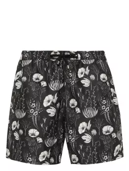 Купальные шорты с принтом в виде листьев Sunspel, черный