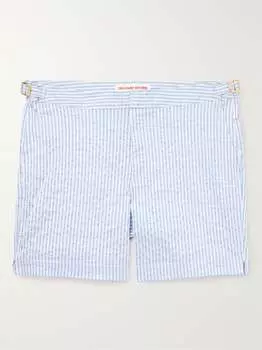 Купальные шорты средней длины Bulldog Slim Fit в полоску из сирсакера ORLEBAR BROWN, синий