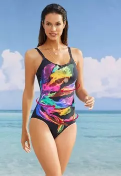 Купальный костюм LEVEL SHAPE MIT SCHNEM AUFDRUCK bonprix, черный