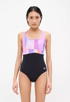 Купальный костюм WOMENS SHAPING CONTOURECLIPSE PRINTED SWIMSUIT Speedo, черничный