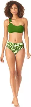 Купальный топ Anne Cole Asymmetrical Ring Bandeau Top, зеленый