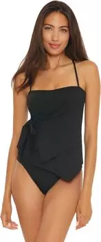 Купальный топ BECCA Color Code Handkerchief Tankini Top, черный