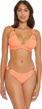 Купальный топ BECCA Line in The Sand Skylar Rib Textured Ring Halter Top, цвет Nectar