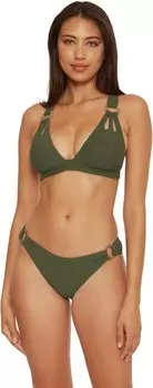 Купальный топ BECCA Line in The Sand Skylar Rib Textured Ring Halter Top, цвет Cactus