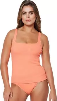 Купальный топ Bleu Rod Beattie Walk The Line Square Neck Tankini Top, цвет Coral Chic