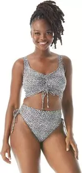 Купальный топ COCO REEF St. Tropez Leopard Elevate Shirred Bra Top, цвет Cast Black