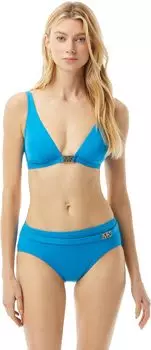Купальный топ Michael Kors Logo Solids Triangle Top, цвет Cyan Blue
