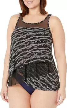 Купальный топ Miraclesuit Linked In Mirage Tankini Top, цвет Black/Multi