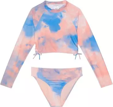 Купальный топ Roxy Malibu Story Long Sleeve Lycra Crop Top Set, цвет Tropical Peach Water Tie-Dye