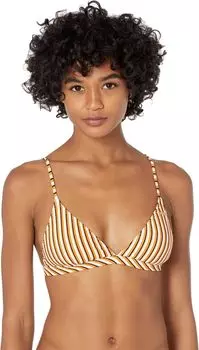 Купальный топ Roxy Printed Beach Classics Fixed Tri Bikini Top, цвет Golden Ochre Mony Stripes