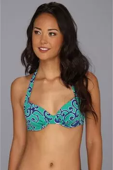 Купальный топ Tommy Bahama Ocean Swirl Underwire Foam Cup Swim Top, цвет Parakeet Green/Surf Blue