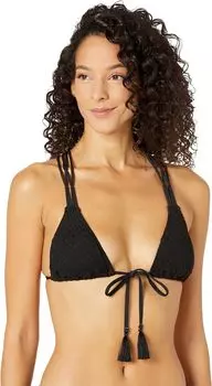 Купальный топ Vince Camuto Crochet Lace Tie Front Triangle Bra Top, черный