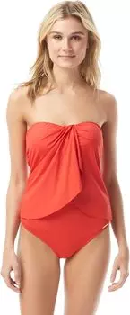 Купальный топ Vince Camuto Riviera Solids Draped Bandini Top w/ Soft Cups & Removable Strap, цвет Poppy