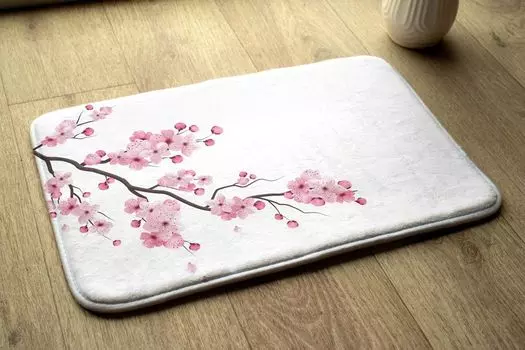 Купельнова пржедложка - Koberec do koupelny - Absorpn rohoka Sprchov koberce - 90x60 см - Japonsk teov kvty tulup