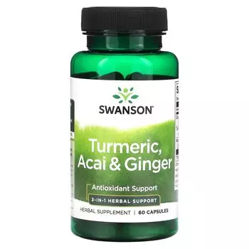 Куркума, асаи и имбирь, 60 капсул Swanson