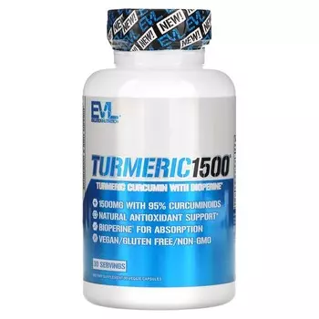 Куркумин с биоперином EVLution Nutrition Turmeric1500, 90 растительных капсул