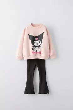 Куроми sanrio комплект из свитшота и леггинсов ZARA, бежево-розовый