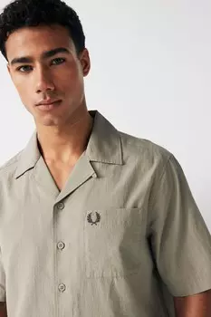 Курортная рубашка из хлопкового крепа с короткими рукавами Fred Perry, бежевый