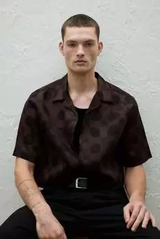 Курортная рубашка regular fit из лиоцелла H&M, коричневый