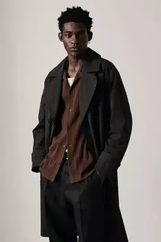 Курортная рубашка regular fit в рубчик H&M, коричневый