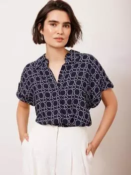 Курортная рубашка с абстрактным принтом Mint Velvet, цвет Blue Navy