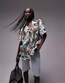 Курортная рубашка Topshop с разноцветным принтом — часть комплекта