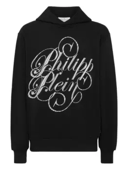 Курсивная толстовка с капюшоном Philipp Plein, черный